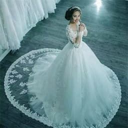Beaded Appliques Sequins Wedding Dress Ball Gowns Long Sleeve Pleat Sweep Train Bridal Dresses Vestidos De Novia Customized