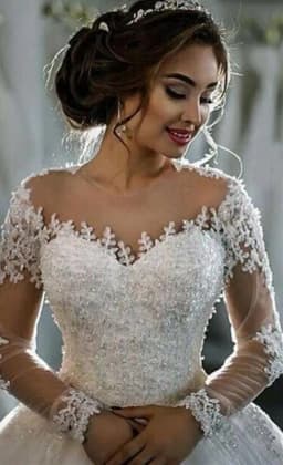 Beaded Appliques Sequins Wedding Dress Ball Gowns Long Sleeve Pleat Sweep Train Bridal Dresses Vestidos De Novia Customized