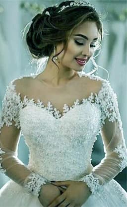 Beaded Appliques Sequins Wedding Dress Ball Gowns Long Sleeve Pleat Sweep Train Bridal Dresses Vestidos De Novia Customized