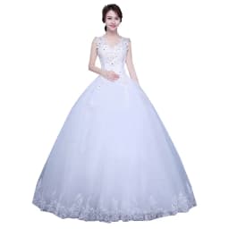 Customized Wedding Dress Bride Simple Lace Up Wedding Dresses Plus Size Princess V-neck Ball Gowns Dresses Vrstidos De Novia
