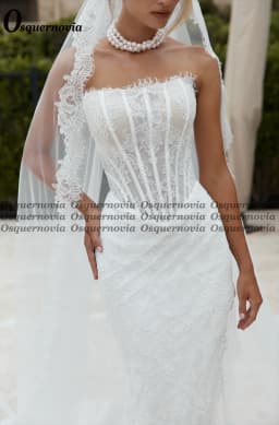Osquernovia Fairytale Lace Wedding Dresses for Women Mermaid Strapless Detachable Train Bridal Dress Vestido De Novia Customised
