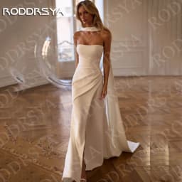 RODDRSYA Customized Mermaid Wedding Dresses for Bride Woman Elegant Side Slit Bridal Dress Strapless Sleeveless Robes De Mariée