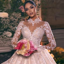 Customized Long Sleeve Ball Gown Wedding Dresses O-Neck Princess Illusion Bridal Gown Luxury Robe Mariage Vestidos Novia