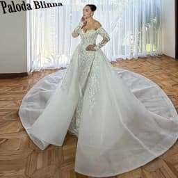 Paloda Classic Wedding Dresses for Women with Appliques Off the Shoulder Mermaid Detachable Train Abito Da Sposa Customized