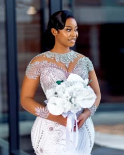 African Mermaid Wedding Dresses 2026 Luxury Shinny Crystals Bead Mesh Long Sleeves with Rufflues Train Bridal Gowns Customized