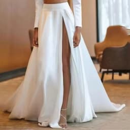 Satin Wedding Party Long Skirt A Line High Side Slit Removable Bridal OverSkirt Femme Bridal Detachable Train 2025 Customized