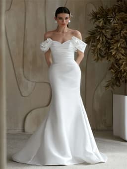 Customized Off Shoulder Sweetheart Neckline Satin Mermaid Wedding Dress Lace-up Back Floor Length Sweep Train Gown For Bride