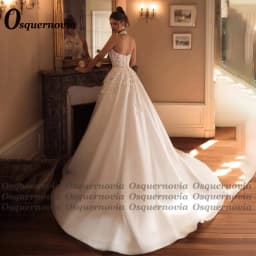 Osquernovia Charming Halter Wedding Dresses Lace Appliques A-line Sleeveless Button Bridal Gown Robes De Mariée Customised