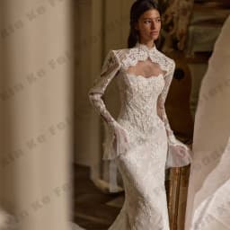 Gorgeous Women's Wedding Dress Elegant Detachable Sleeves Princess Mermaid Bridal Gowns Formal Party vestido de novia Customized
