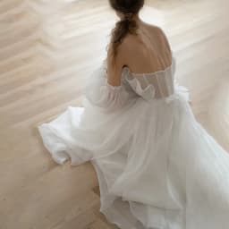 DREAM Scalloped Neck Organza Long Sleeve Boho Wedding Dress Off Shoulder A Line Backless Princess Elegant Bridal Gown Customized