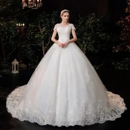 New Wedding Dress Long Sleeve Satin Lace Belt Sweep Train Ball Gown Princess Elegant Wedding Party Dress Customization