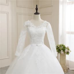 New Wedding Dress Long Sleeve Satin Lace Belt Sweep Train Ball Gown Princess Elegant Wedding Party Dress Customization