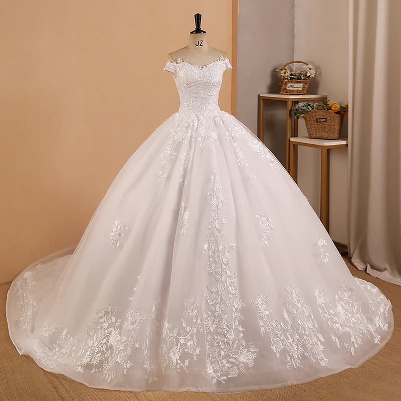 Robe De Mariee Off The Shoulder Lace Princess Wedding Dresses For Bride Sleeveless Ball Bridal Gown Vestido De Noiva Customized