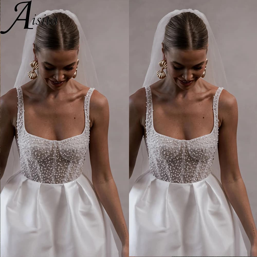 Short Wedding Dress customized Halter Neck Satin Tulle Mini Bride Dresses A-Line Beaded Elegant and Pretty Women's Dresses