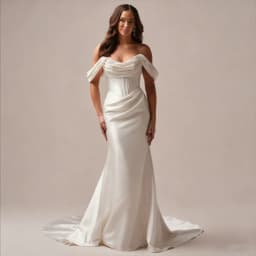 Customized Off Shoulder Sweetheart Neckline Mermaid Satin Wedding Dress Sexy Button Back Floor Length Sweep Train Gown For Bride