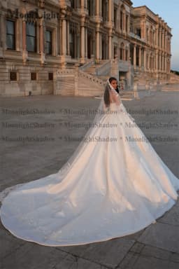 Moonlight Classic Lace Wedding Dresses for Women Court Train A-Line Satin Pleat Bridal Gown Vestidos De Novia Customized Plus
