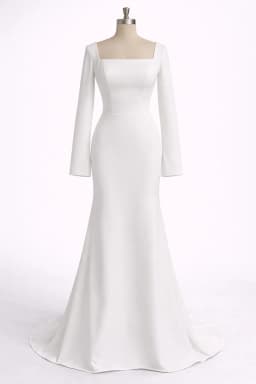 Elegant Mermaid Civil Wedding Dress 2026 Long Sleeve Women's Party Dress Modest Wedding Gown Engagement Bridal Dress Cstomized