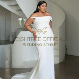 Eightree White Mermaid Wedding Dresses 2026 Off The Shoulder Sweep Train Bridal Dress Long Evening Wedding Prom Gowns Customized