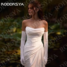 RODDRSYA Elegant Mermaid Chiffon Wedding Dresses Bride Sexy Vestidos Noivas Strapless Pleats Bridal Dress Sleeveless Customized