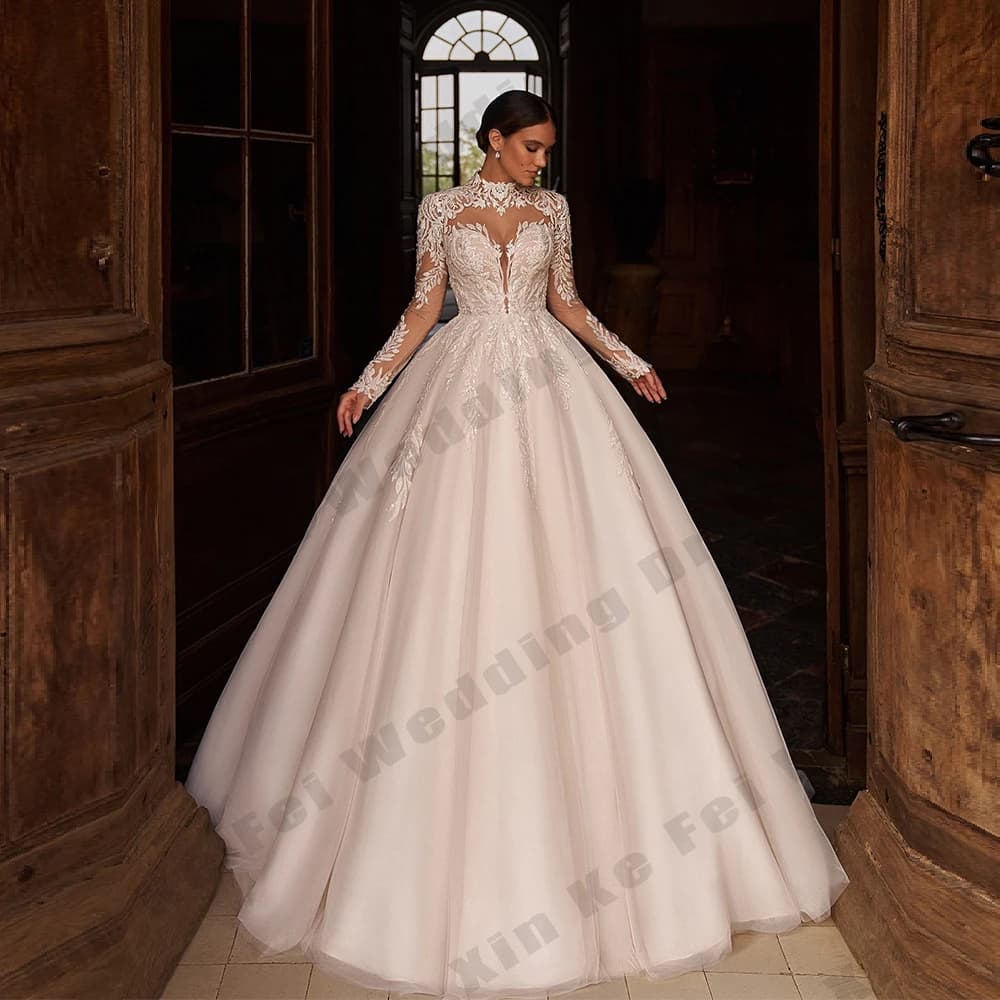 Gorgeous Women's Wedding Dresses A-line Elegant Long Sleeve Princess Bridal Gowns Formal Beach Party свадебное платье Customized