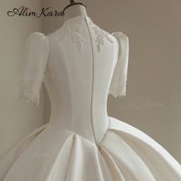 Alim Kara V-neck Ball Gown Wedding Dress 2027 Classic Beaded Satin Customized Bridal Beach Princess B346 Party Vestido De Novia