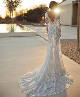 Customize Sexy Wedding Dress Lace Semi-Transparent Long-Sleeved Mermaid Wedding Dress Vestidos De Novia