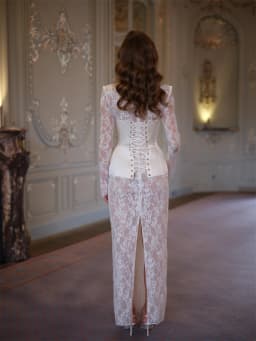 Kyoto Customized White Mermaid Floral Lace Wedding Dress Long Sleeve Lace-Up Back vestidos de noche Floor-Length robe de mariée