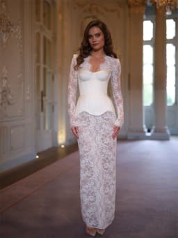 Kyoto Customized White Mermaid Floral Lace Wedding Dress Long Sleeve Lace-Up Back vestidos de noche Floor-Length robe de mariée