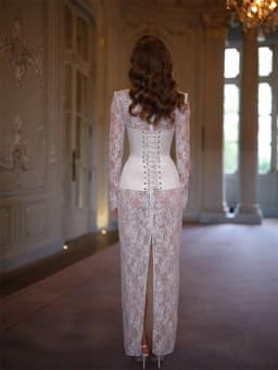 Kyoto Customized White Mermaid Floral Lace Wedding Dress Long Sleeve Lace-Up Back vestidos de noche Floor-Length robe de mariée
