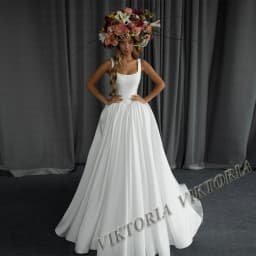 VIKTORIA Classic Satin Wedding Dresses For Woman Bridal Scoop Sleeveless A-LINE Pleat  Vestidos De Novia Boda Customized