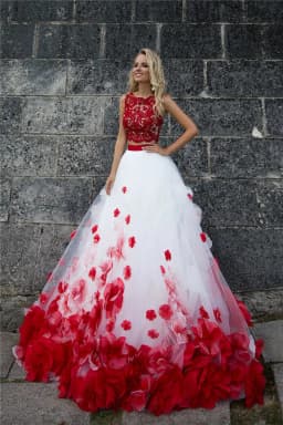 Bohemian Flower White Red Lace Tank Wedding Wedding Dresses Two Piece Beach Wedding Dresses Bridal Gown Romantic Button