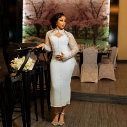 Civil Wedding Dresses for Bride 2026 O-Neck Full Sleeve Tea Length Aso Ebi Nigeria Lace Bridal Reception Dresses Customized
