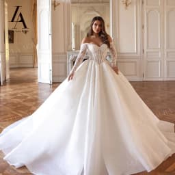LelaAcra Luxury Wedding Dress 2026 Sweetheart Long Sleeve Beaded A-Line Princess Bride Gown SM257 Customized Vestido De Noiva