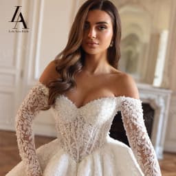 LelaAcra Luxury Wedding Dress 2026 Sweetheart Long Sleeve Beaded A-Line Princess Bride Gown SM257 Customized Vestido De Noiva