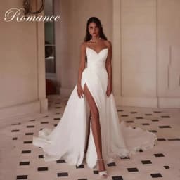 Sexy Pleat A-Line Wedding Dress 2026 V-Neck Pleat High Side Split Open Back Sleeveless Bridal Gown Vestidos De Novia Customized