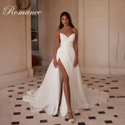 Sexy Pleat A-Line Wedding Dress 2026 V-Neck Pleat High Side Split Open Back Sleeveless Bridal Gown Vestidos De Novia Customized