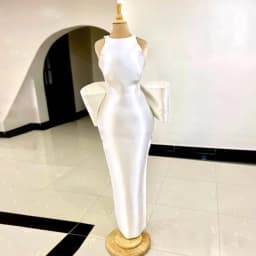 Customized Column Wedding Dress Satin Floor Length O Neck Court Wedding Gowns for Women Bride Big Bow Modern Bridal Dresses Long