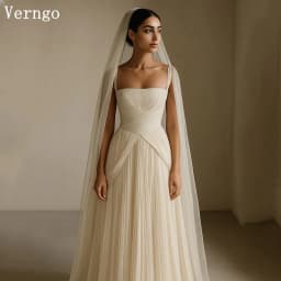 Verngo Simple A Line Wedding Dress Pleat Classy Bridal Gowns Women Elegant Zipper Beach Bride Dresses Customized
