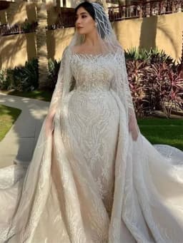 Customzied Long Sleeve Wedding Gown Beaded Mermaid Bride Dresses For Women 2026Luxury Sequins Wedding Dress Vestidos De Novia