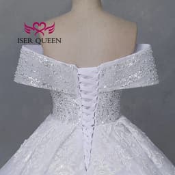 Customized America Fashion Deep V neck Luxury Wedding Dresses 2026 Off Shoulder Heavy Beading Bride Dress Ball Gown WX0465