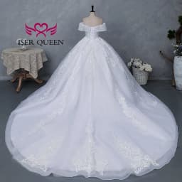 Customized America Fashion Deep V neck Luxury Wedding Dresses 2026 Off Shoulder Heavy Beading Bride Dress Ball Gown WX0465