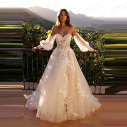 Luxury Off Shoulder Wedding Dresses Women's A Line Appliques Bridal Gowns Long Sleeve Sweetheart Vestidos De Novia Customized
