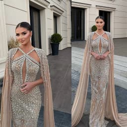 Luxurious Bespoke Straight Formal Prom Gowns Hollow Rhinestone Beaded Crystal Evening Dress for Special Occasion Customized