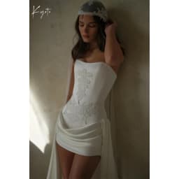 Kyoto White Customized Elegant Strapless Neck Wedding Dress Sleeveless Satin vestidos de noche A-Line Mini After Party Gown 2026