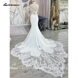 Lakshmigown Spaghett Straps Mermaid Wedding Dresses with Beads Lace Appliques Court Train Vestidos De Novia V-Neck Customized