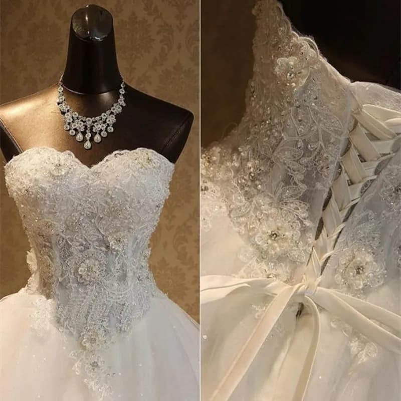 Vestidos de Novia Charming Flower Appliques Princess Wedding Dress Customized Beading Embroidery Elegant Lace Wedding Gown