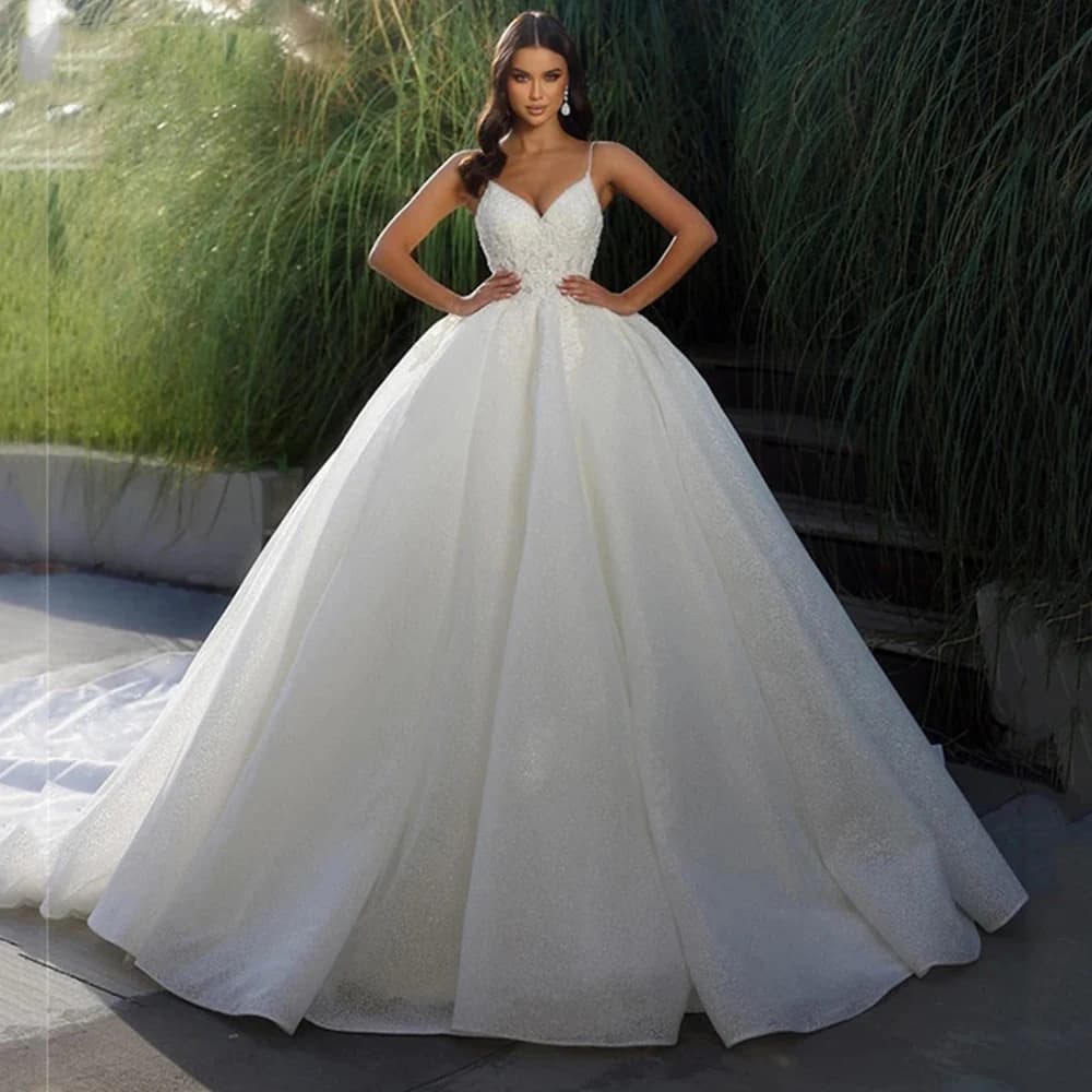 Off Shoulder Sleeveless Exquisite Appliques A-Line Fluffy Mopping Wedding Dresses 2027 Classic Princess Bridal Gown Customized