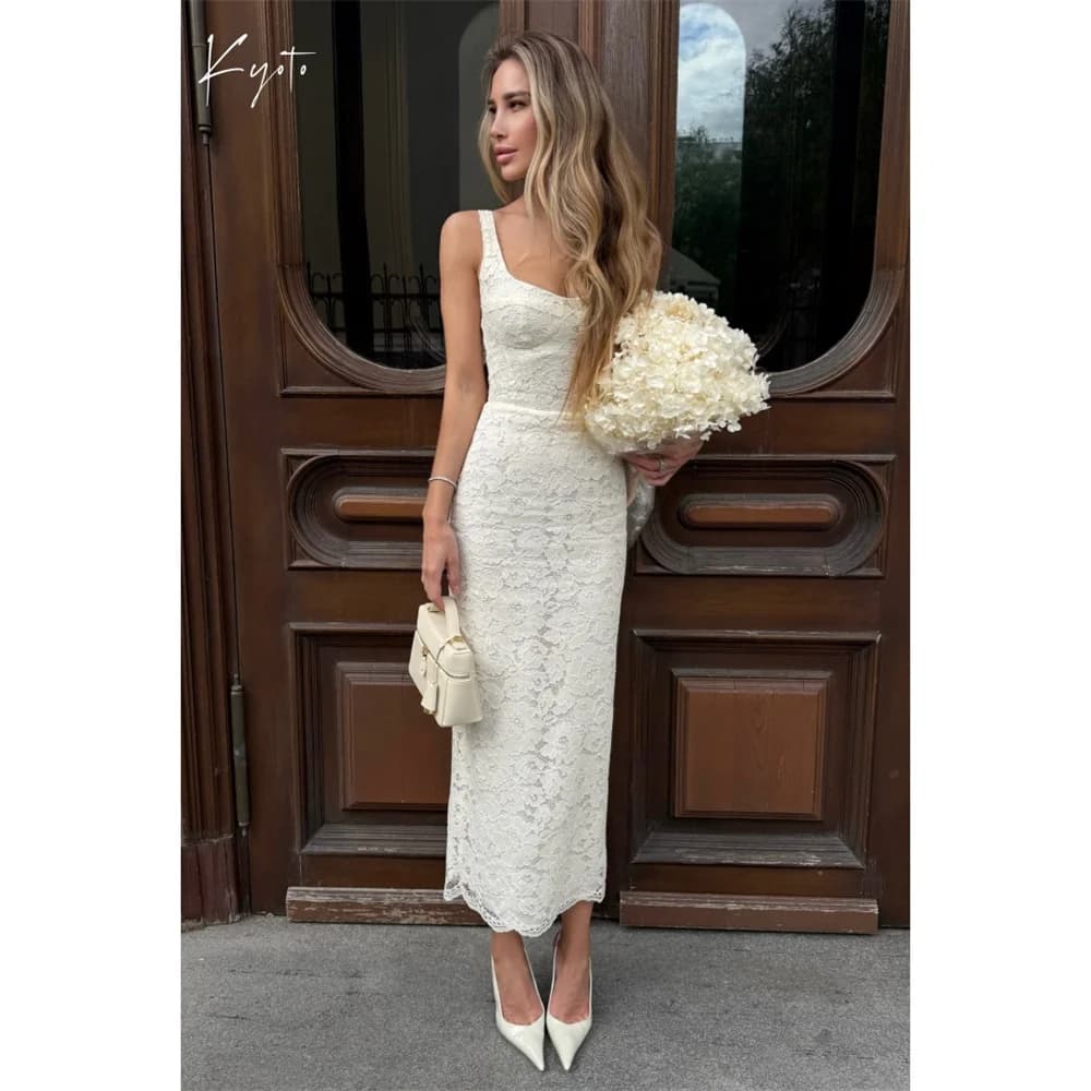 Kyoto Customized White Square Collar Wedding Dress Sleeveless Mermaid vestidos de noche Elegant Tra-length robe de mariée 2026
