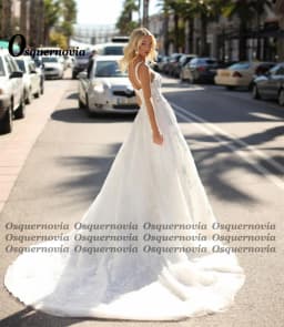 Osquernovia Attractive Tulle Wedding Dresses Lace Appliques Square Collar Spaghetti Straps Zipper Abito Da Sposa Drop Shipping