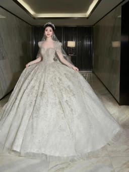 Long Sleeve Wedding Dresses Classic Sweetheart Wedding Party Dress Shinny Wedding Ball Gown Plus Size Customized